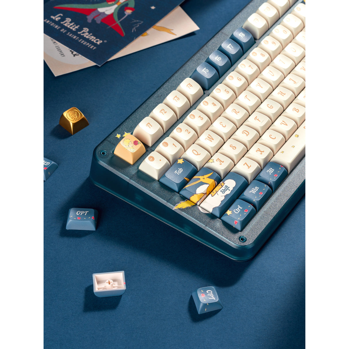 Clavier mécanique sans fil Iqunix zx75 sky meet (bleu, disposition américaine (qwerty), iquunix Silent Rose, 75 %, LED RVB, remplaçable à chaud, pbt double prise, 2,4 GHz | Bluetooth 5.1 | USB-C)