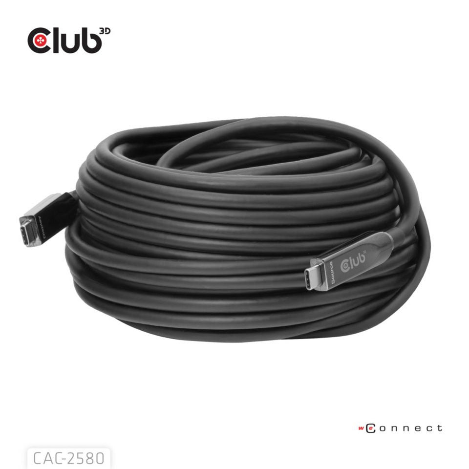 Câble USB-C complet Club 3D, 15 m (noir, 8k60hz 10gbps 60w)