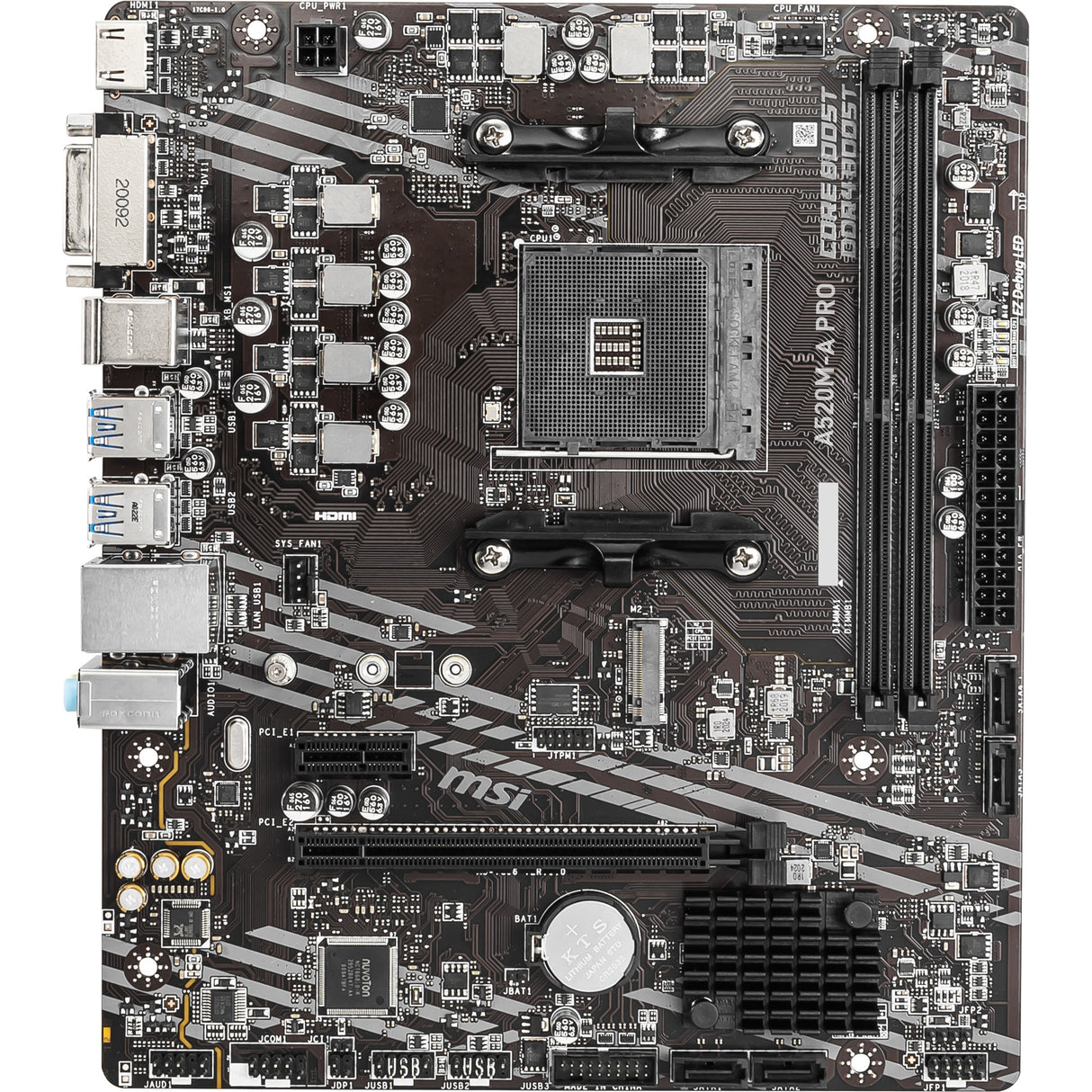 Carte mère Msi a520m-a pro socket am4 (gris noir, raid, gb-lan, son, µatx)