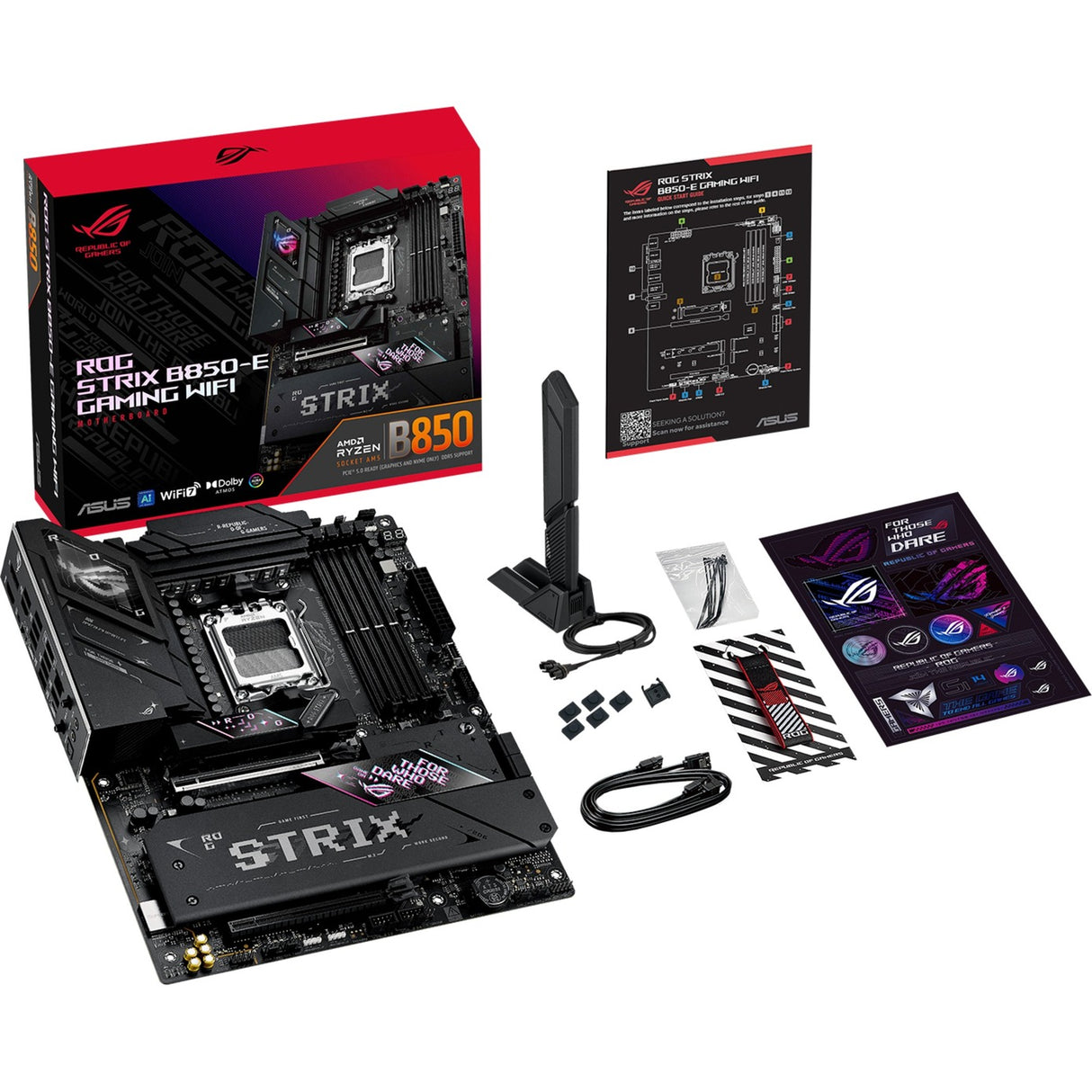 Carte mère Asus ROG Strix B850-E Gaming WiFi Socket AM5 (noir, RAID, 5 Go-LAN, Wi-Fi 7, BT, son, ATX)