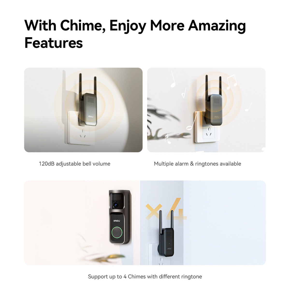 Kit 3 sonnettes Imou (noir)