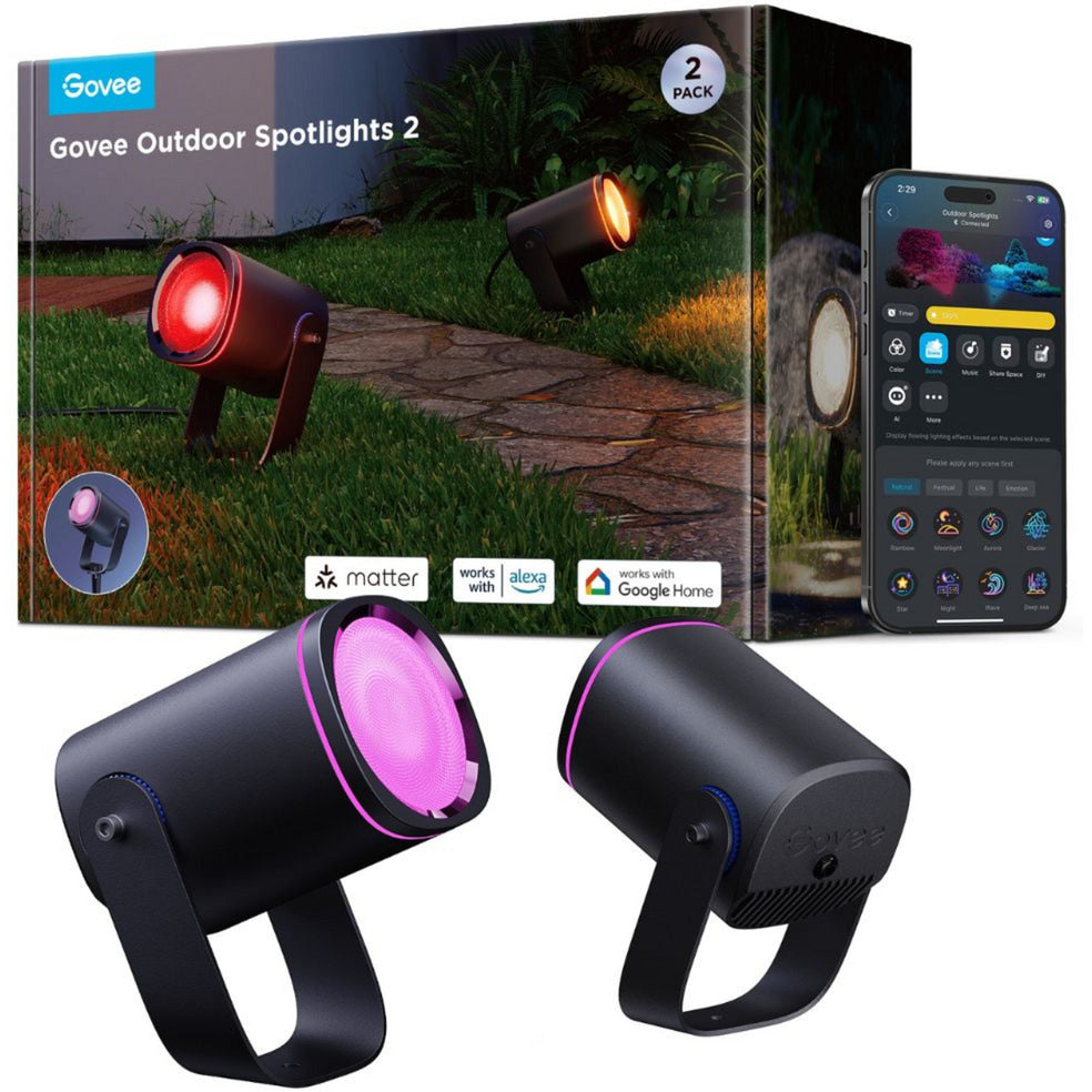 Les spots d'extérieur intelligents Govee comptent rgbicww - pack de 2 spots de jardin