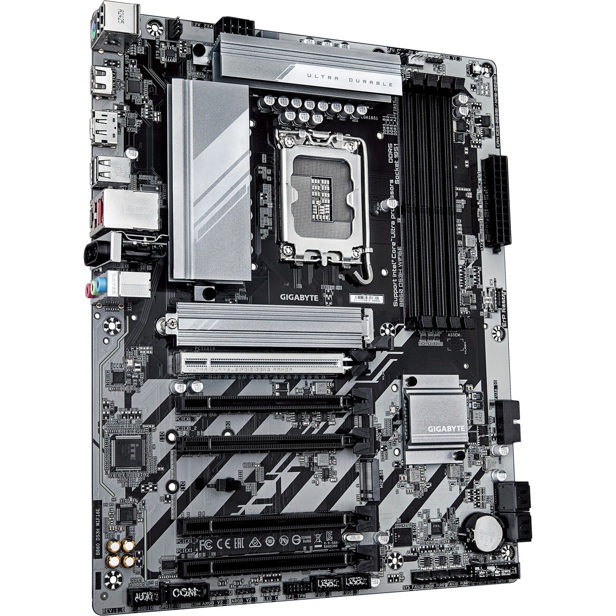 Carte mère Gigabyte B860 DS3H WiFi 6E Socket 1851 (argent noir, RAID, 2,5 Go-LAN, WiFi 6E, BT, son, ATX)