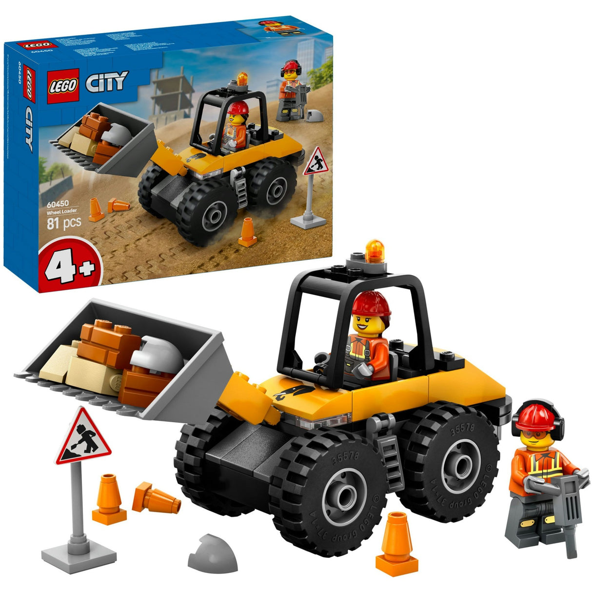 Lego 60450 City Great Vehicles Chargeuse sur pneus jaune | 2 pièces