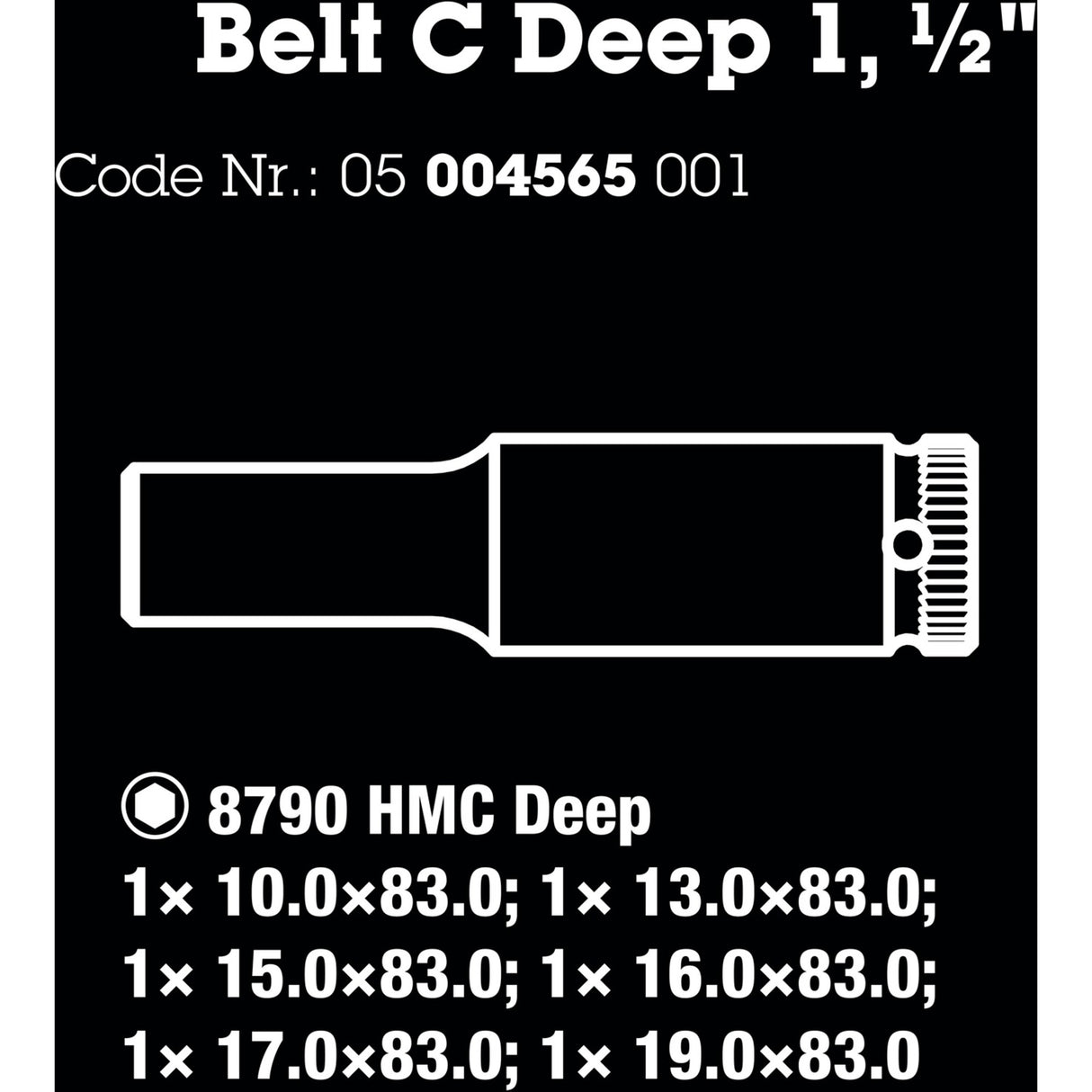 Wera Belt C Deep 1 jeu de douilles, 1 2 clés à douille (noir, 6 pièces)