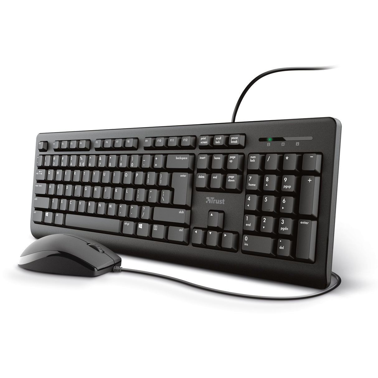 Trust primo – ensemble clavier et souris, ensemble de bureau (noir, disposition américaine, membrane)
