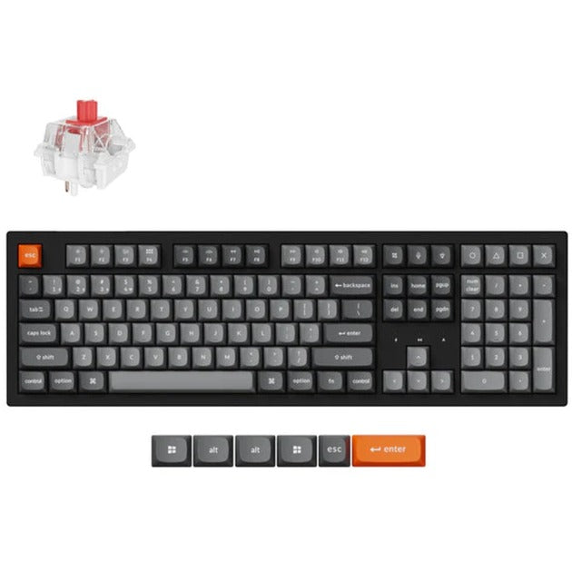 Clavier mécanique Keychron k10 max-h1 rgb (noir, disposition américaine (qwerty), super rouge, 100%, leds rgb, osa double-shot pbt, hot swap, usb-c | 2,4 ghz | bluetooth 5.1)