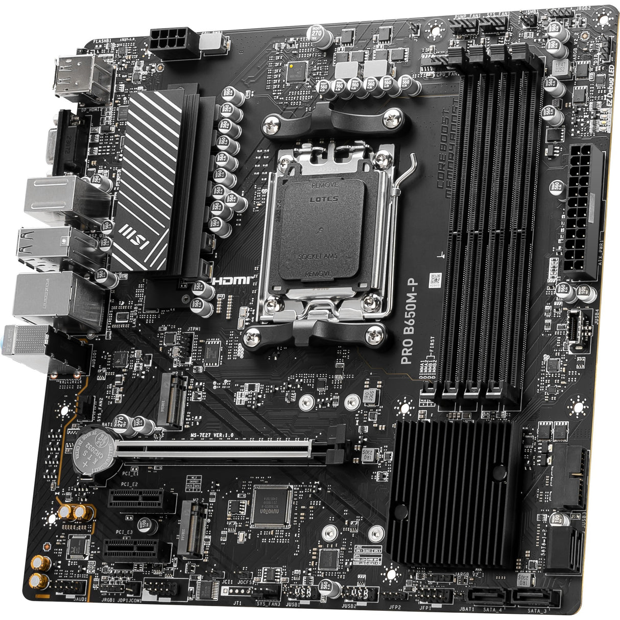 Carte mère MSI Pro B650M-P Socket AM5 (noir, RAID, 2,5 Go-LAN, son, µATX)