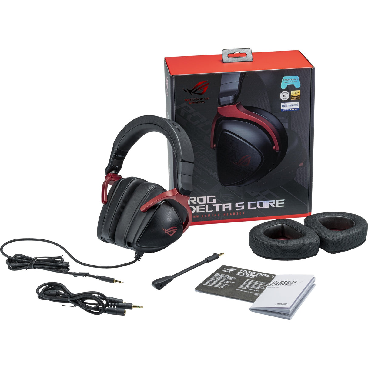 Casque de jeu supra-auriculaire Asus rog delta s core (noir rouge, PC, playstation 4, playstation 5, xbox one, xbox series x|s, nintendo switch)