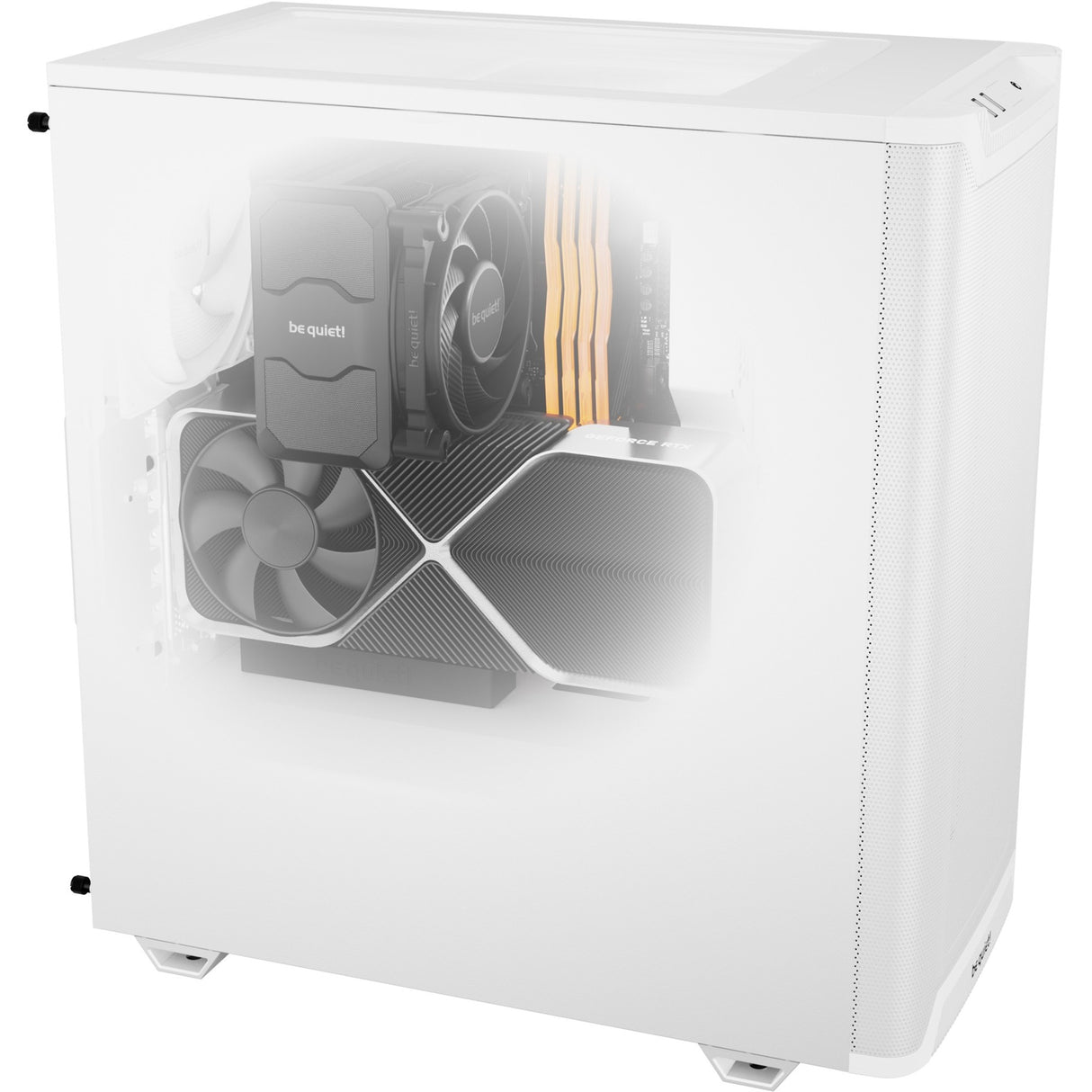Soyez silencieux! boîtier tour midi pure base 501 airflow (blanc | 2x USB-A | 1x USB-C)