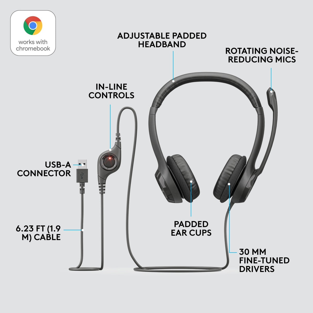 Casque logitec h390 usb noir