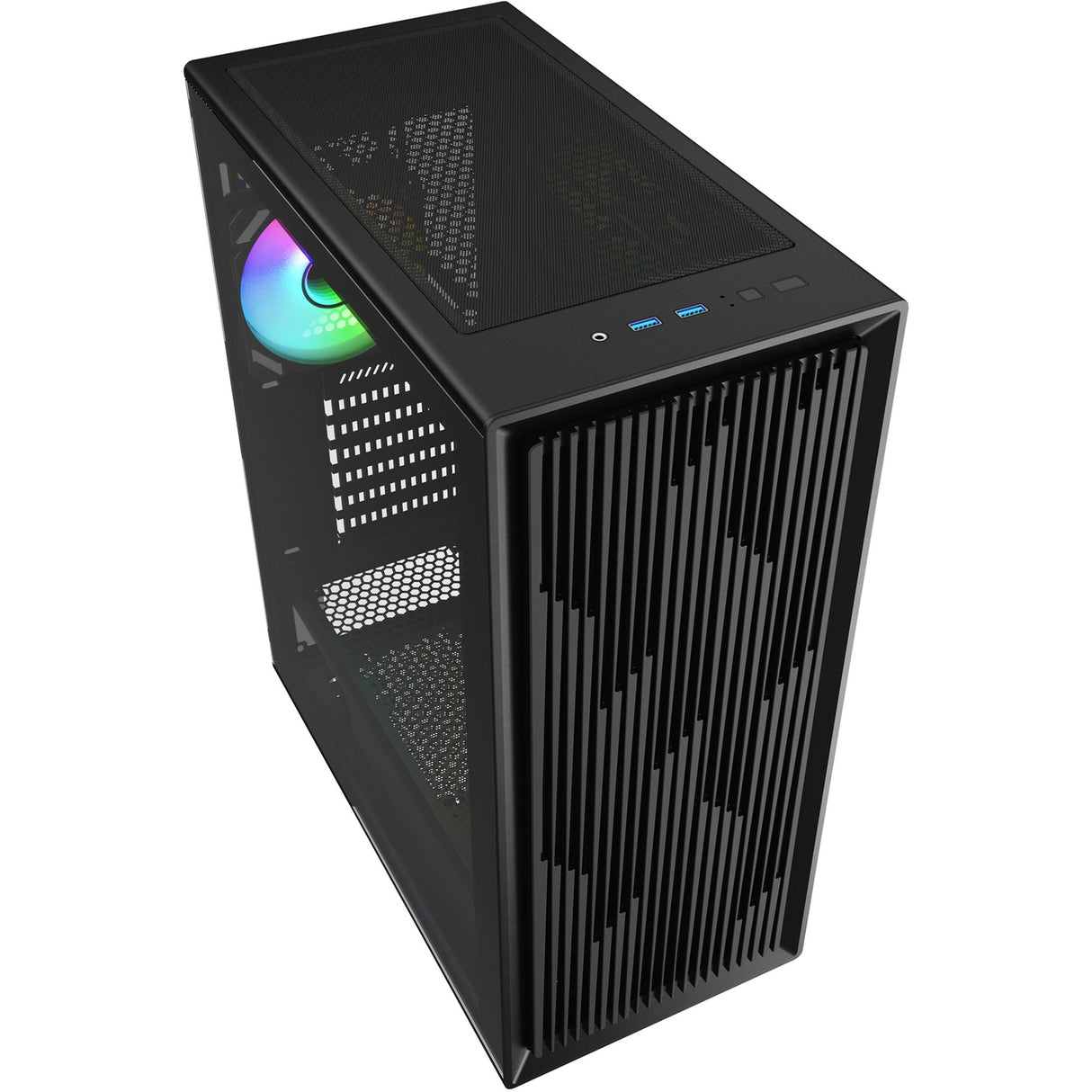 Sharkoon VK2 RGB MIDI Tower boîtier (noir | 2x USB-A | RGB | verre trempé)