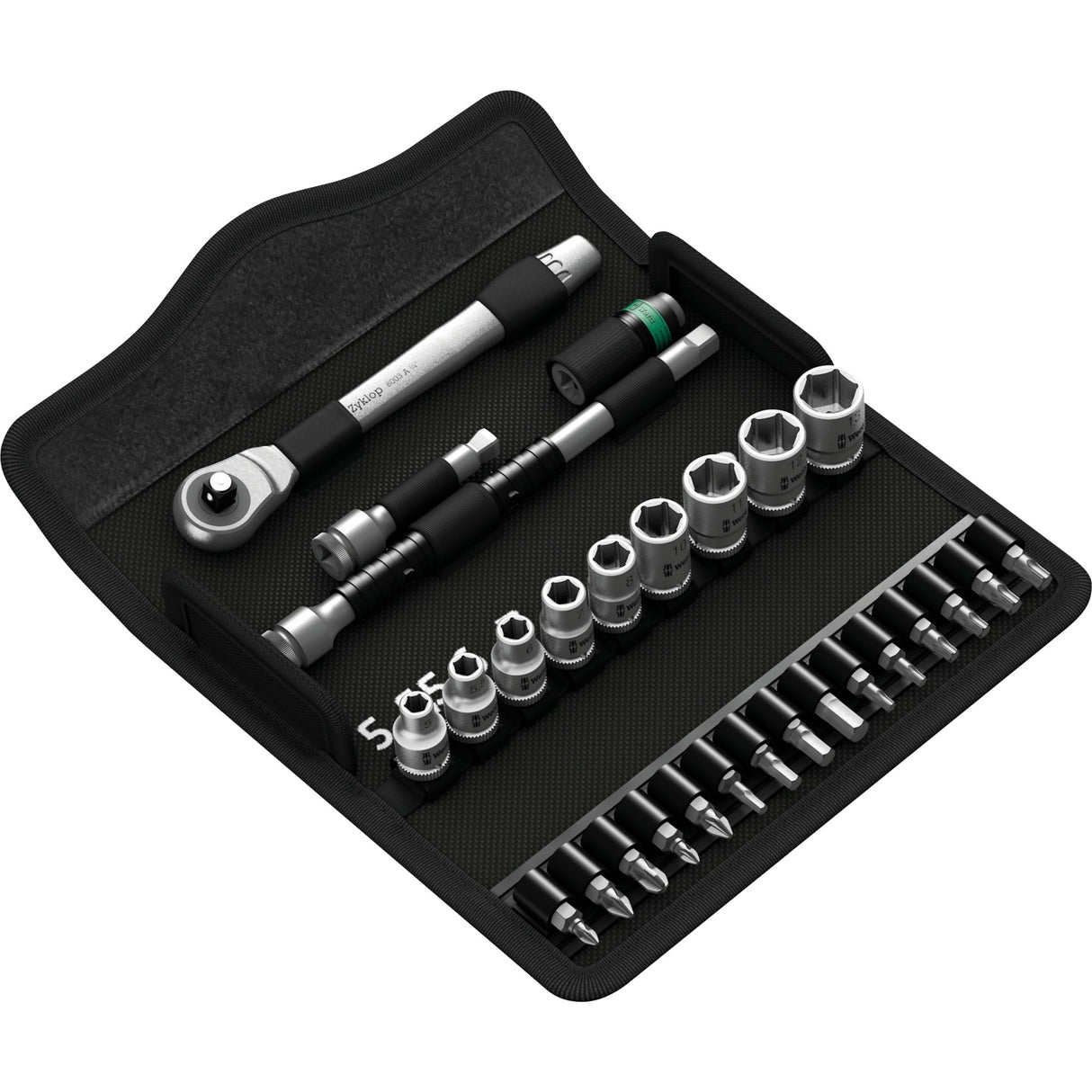 Wera 8100 sa 7 jeu de cliquets métalliques zyklop carré traversant 1 jeu de 4 outils (28 pièces)