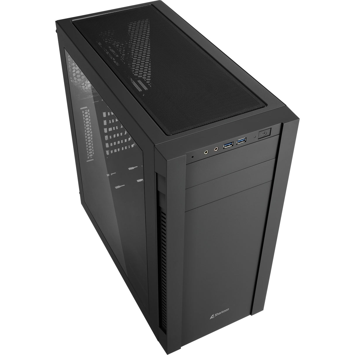 Boîtier tour midi Sharkoon s25-w (noir | 2x USB-A | fenêtre)