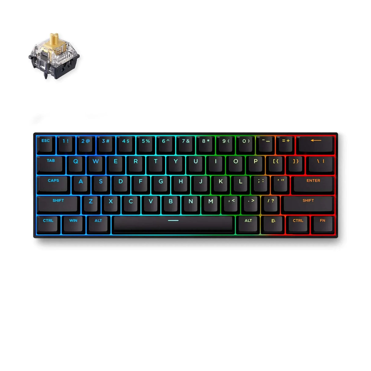 Mchose ace 60 pro clavier de jeu à commutateur magnétique à effet hall (noir, disposition américaine (qwerty), ktek magnétique max, 60%, RVB, échange à chaud, touches pbt, capteur à effet hall)
