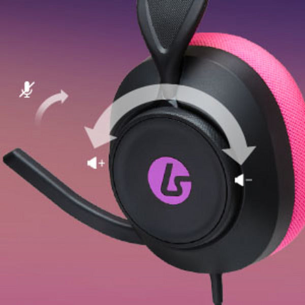Powera Lucidsound LS10 Casque de jeu filaire – Casque de jeu supra-auriculaire de marque minuit (noir rose, Playstation 5, Playstation 4, Xbox Series X|s, Xbox One, PC, mobile)