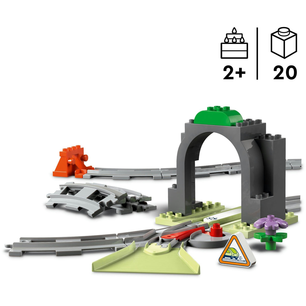 Lego Duplo Town 10425 Ensemble d'extension du tunnel ferroviaire et des rails