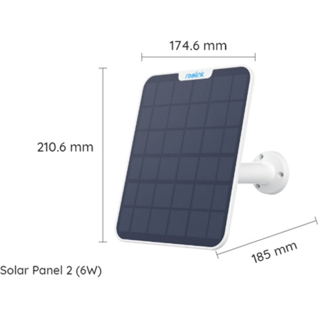 Panneau solaire Reolink compatible avec caméra à batterie - sangle et câble de connexion 4m - puissance 6w - résistant aux intempéries - panneau solaire 2