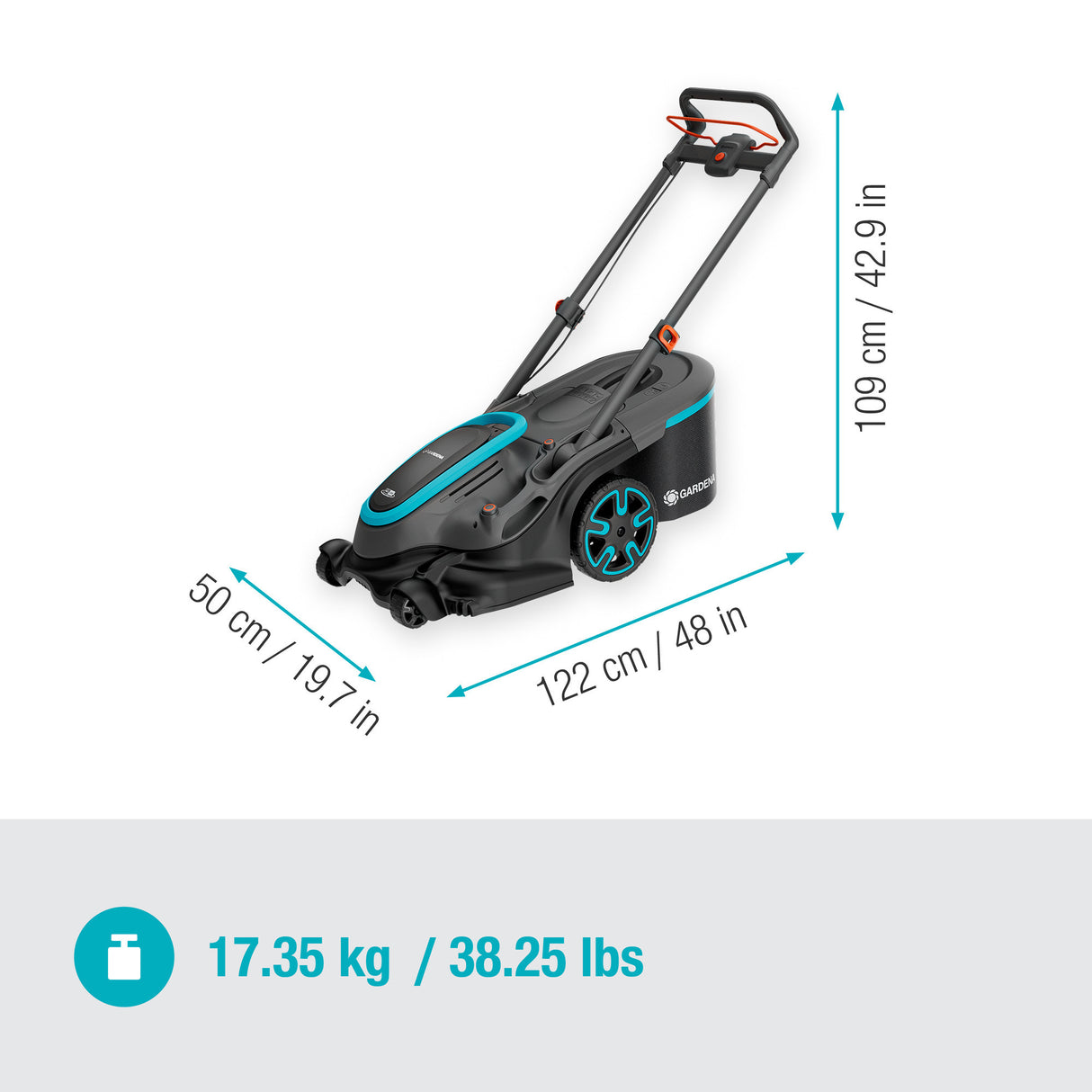 Gardena tondeuse à gazon powermax duo 46 36v (gris noir, 2x batterie et chargeur inclus)