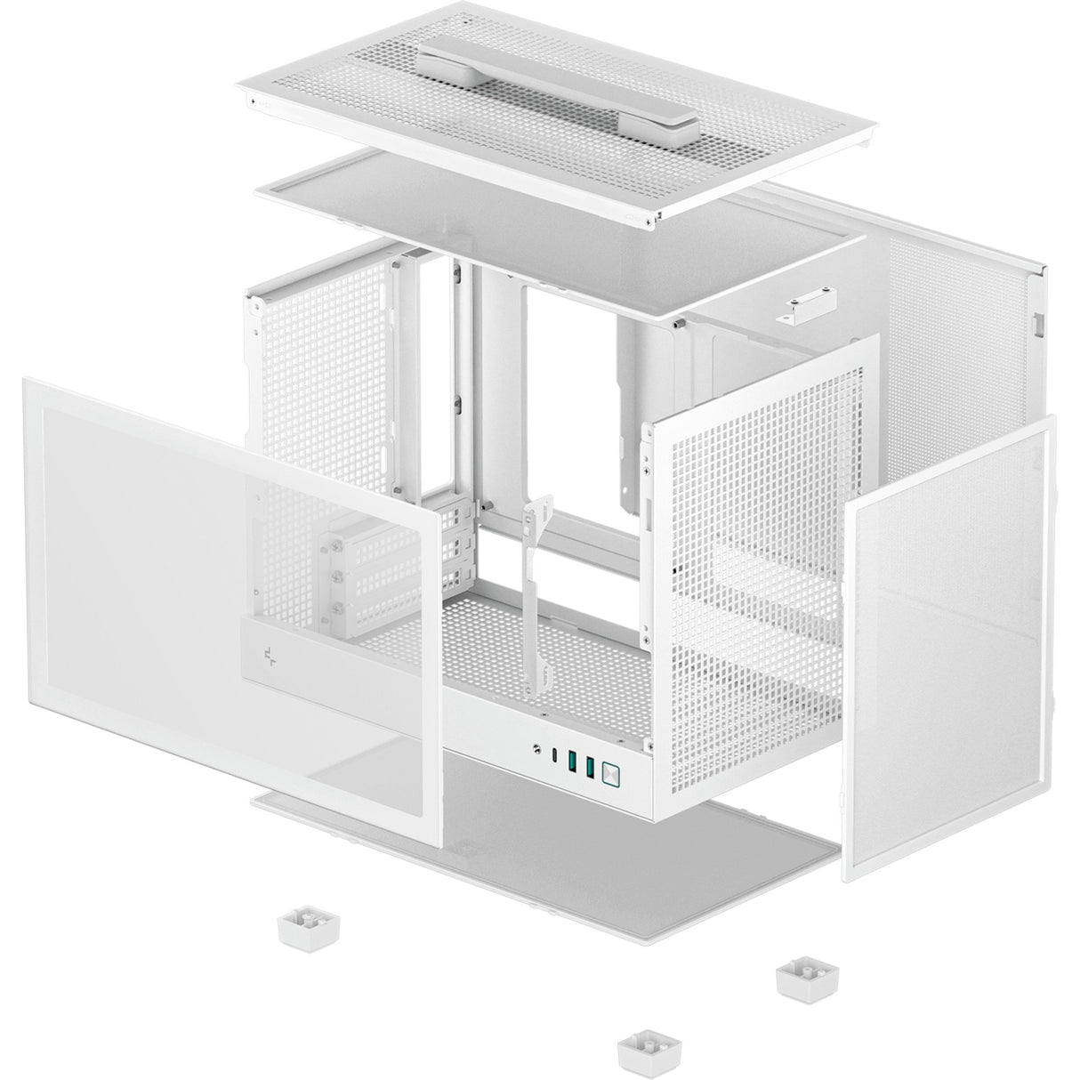 Boîtier mini tour Deepcool ch160 (blanc | 2x USB-A | 1x USB-C | verre trempé)