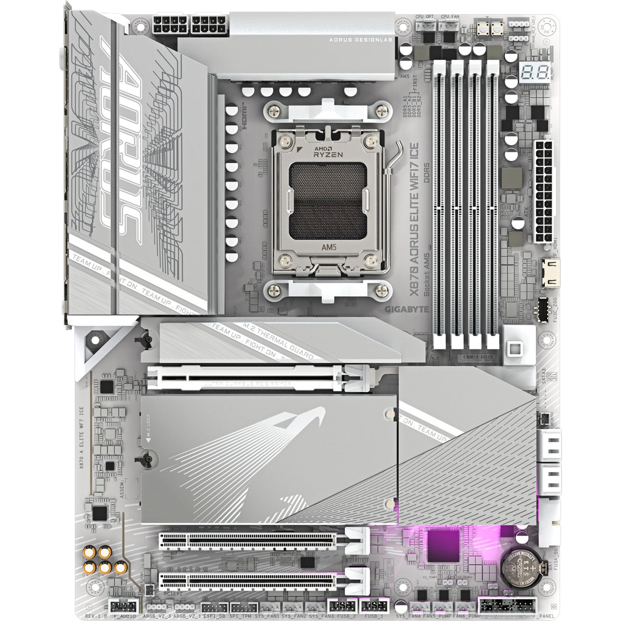 Gigabyte x870 un élite wf7 ice rev 1.0, atx, amd am5, x870, 4x ddr5, usb4, 2,5 gbe, wi-fi 7, pcie 5
