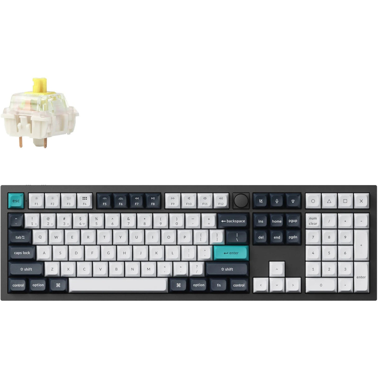 Clavier mécanique Keychron Q6 Max-M4 RGB (noir, disposition US (QWERTY), Gateron Jupiter Banana, 100 %, LED RGB, PBT double-shot KSA, hot swap, bouton, 2,4 GHz | Bluetooth 5.1 | USB-C)