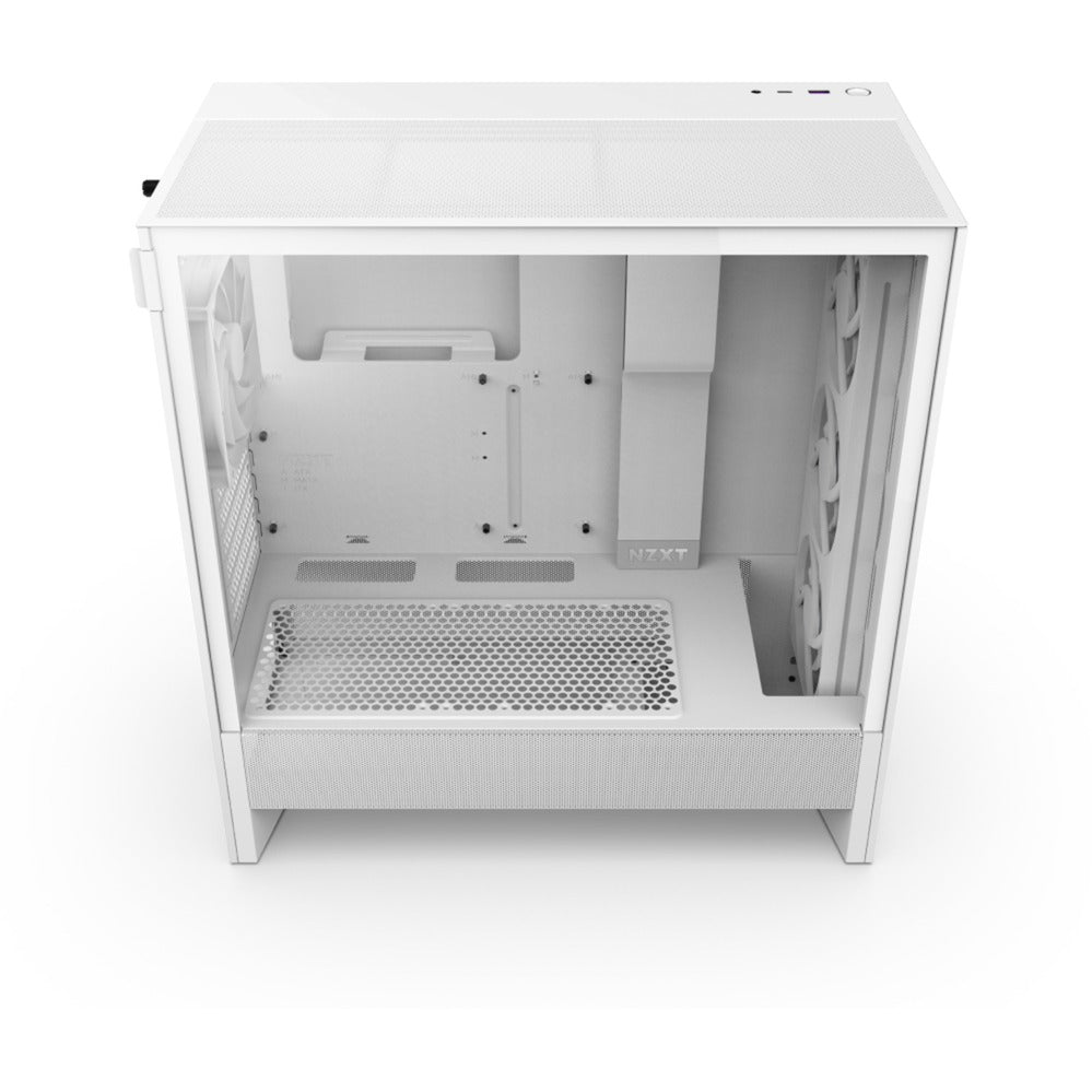 Boîtier tour midi Nzxt h5 flow rgb v2 (blanc | 1x usb-a | 1x usb-c | rgb | verre trempé)