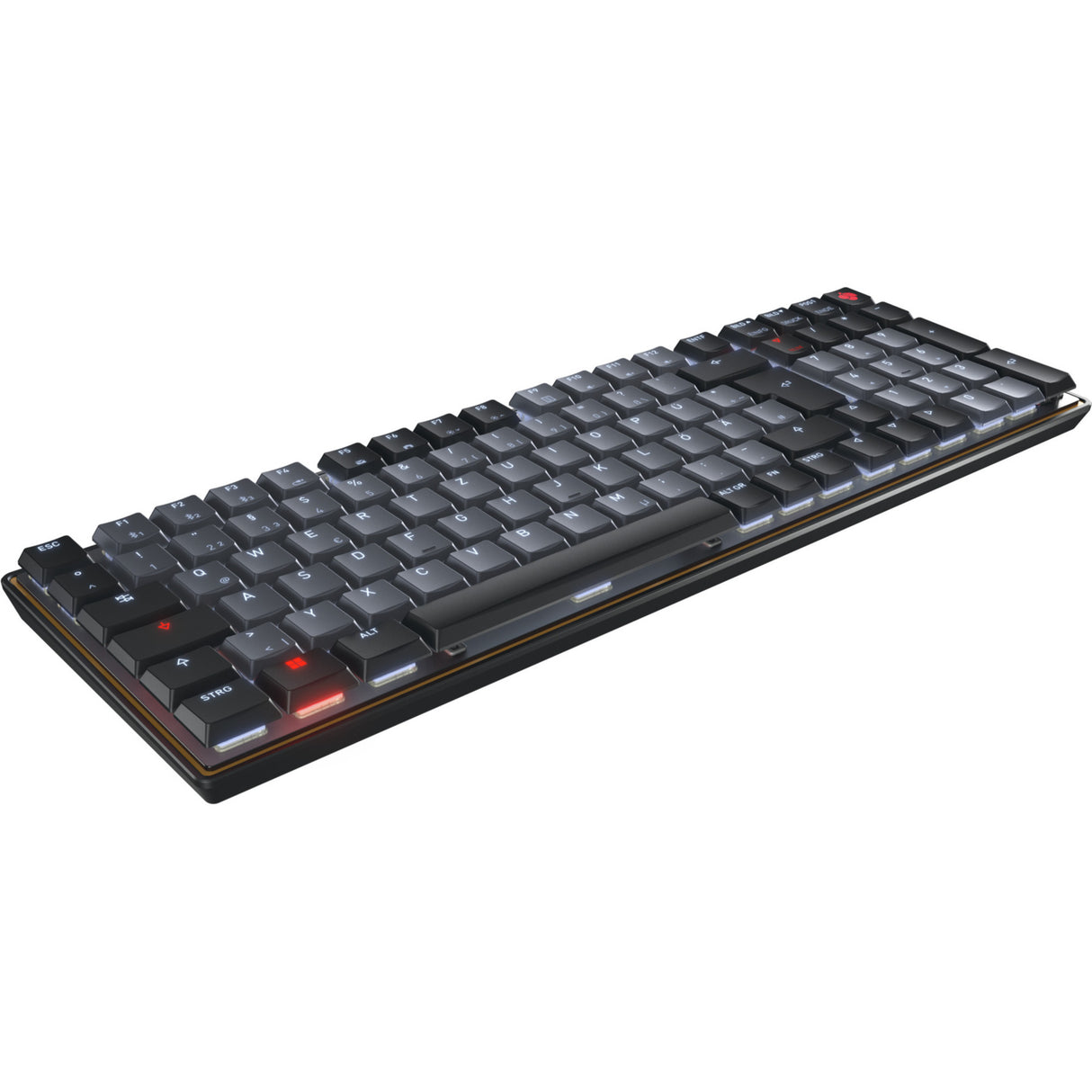 Cherry kw 550 mx lp, clavier (noir, disposition américaine, mx low profile 2.0 ivoire, 96%, led blanche, touches pbt)