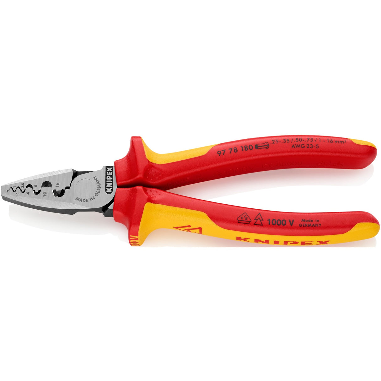 Knipex série 97 - pince à sertir - 180 mm - isolation vde - ergonomique