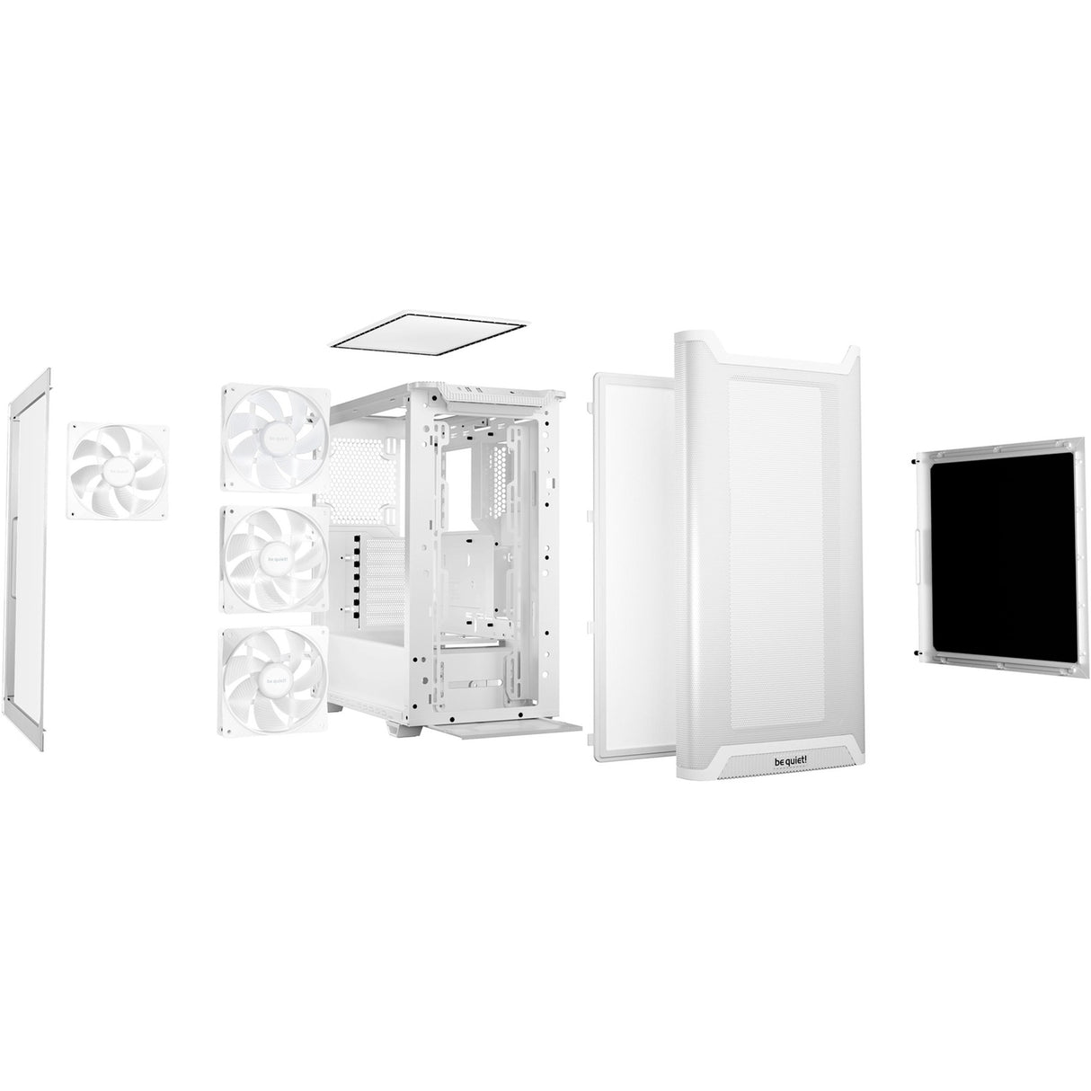 Soyez silencieux! boîtier tour midi pure base 501 lx (blanc | 2x USB-A | 1x USB-C | RGB | verre trempé)