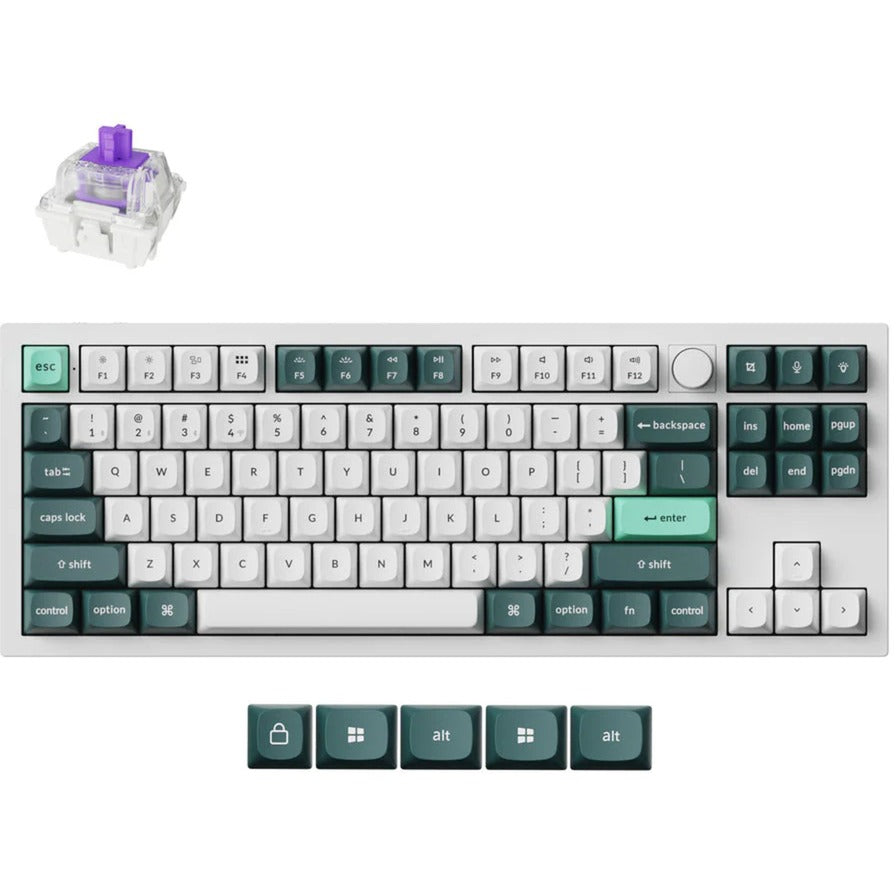 Clavier mécanique Keychron q3 he qmk-p1 rgb (blanc, disposition américaine (qwerty), nébuleuse magnétique à double rail gateron, 80% (tkl), LED rgb, osa double-shot pbt, échange à chaud, bouton, 2,4 GHz | bluetooth 5.1 | usb-c)