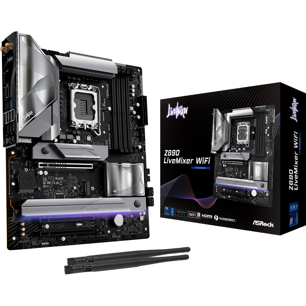 Carte mère Asrock Z890 Live Mixer WiFi Socket 1851 (noir, RAID, 2,5 Go-LAN, Wi-Fi 7, BT, Son, ATX)
