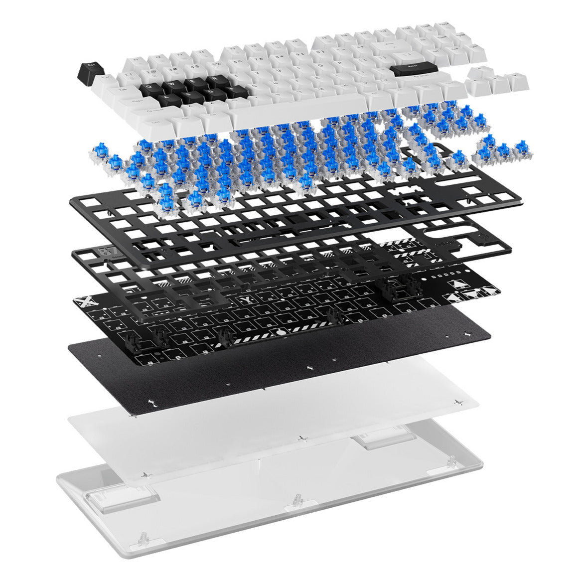 Clavier de jeu mécanique Pulsar pcmk 2he tkl (blanc, disposition américaine (qwerty), 80 % (tkl), RVB, touches à double prise PBT, échange à chaud)