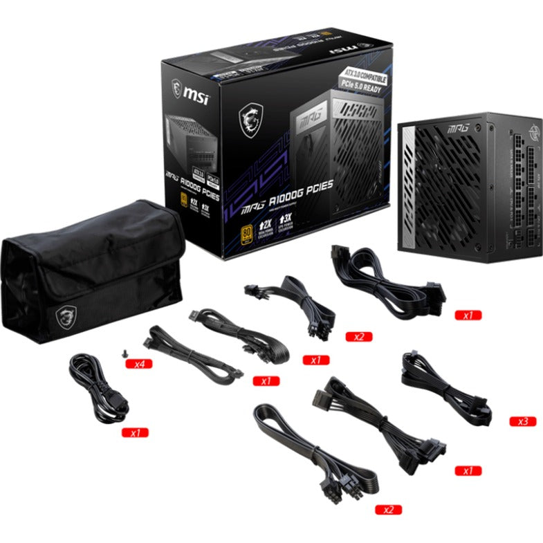 Alimentation modulaire Msi MPG A1000G PCIe5 1000 watts (noir, 1x 12V-2x6, 6x PCIe)