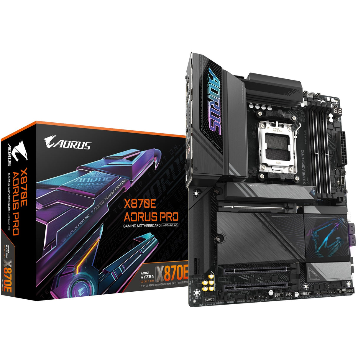 Carte mère Gigabyte x870e aorus pro socket am5 (noir, raid, 2,5 Go-lan, wi-fi 7, BT, son, atx)