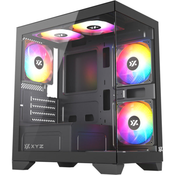 Boîtier tour midi Xyz pc gear Titanium View Lite (noir | 2x USB-A | verre trempé)