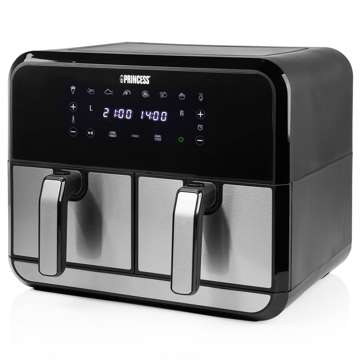 Friteuse à air chaud Princess double panier Aerofryer (noir, 2x 4 litres)