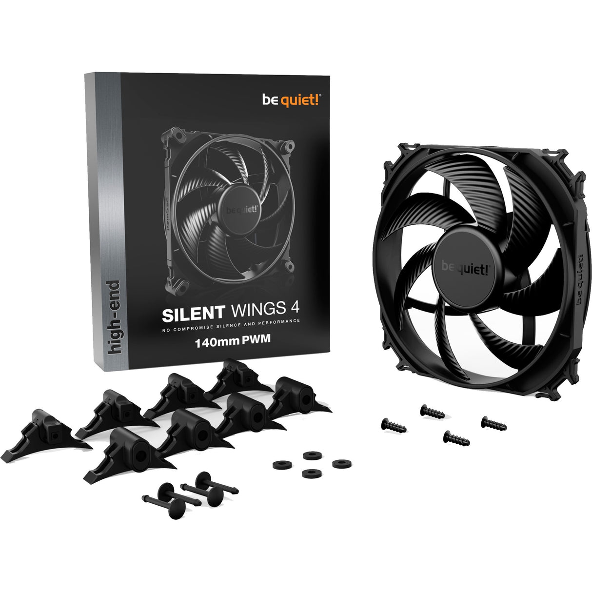 Soyez silencieux! Ventilateur de boîtier Silent Wings 4 PWM (noir, 140 x 140 x 25 mm)