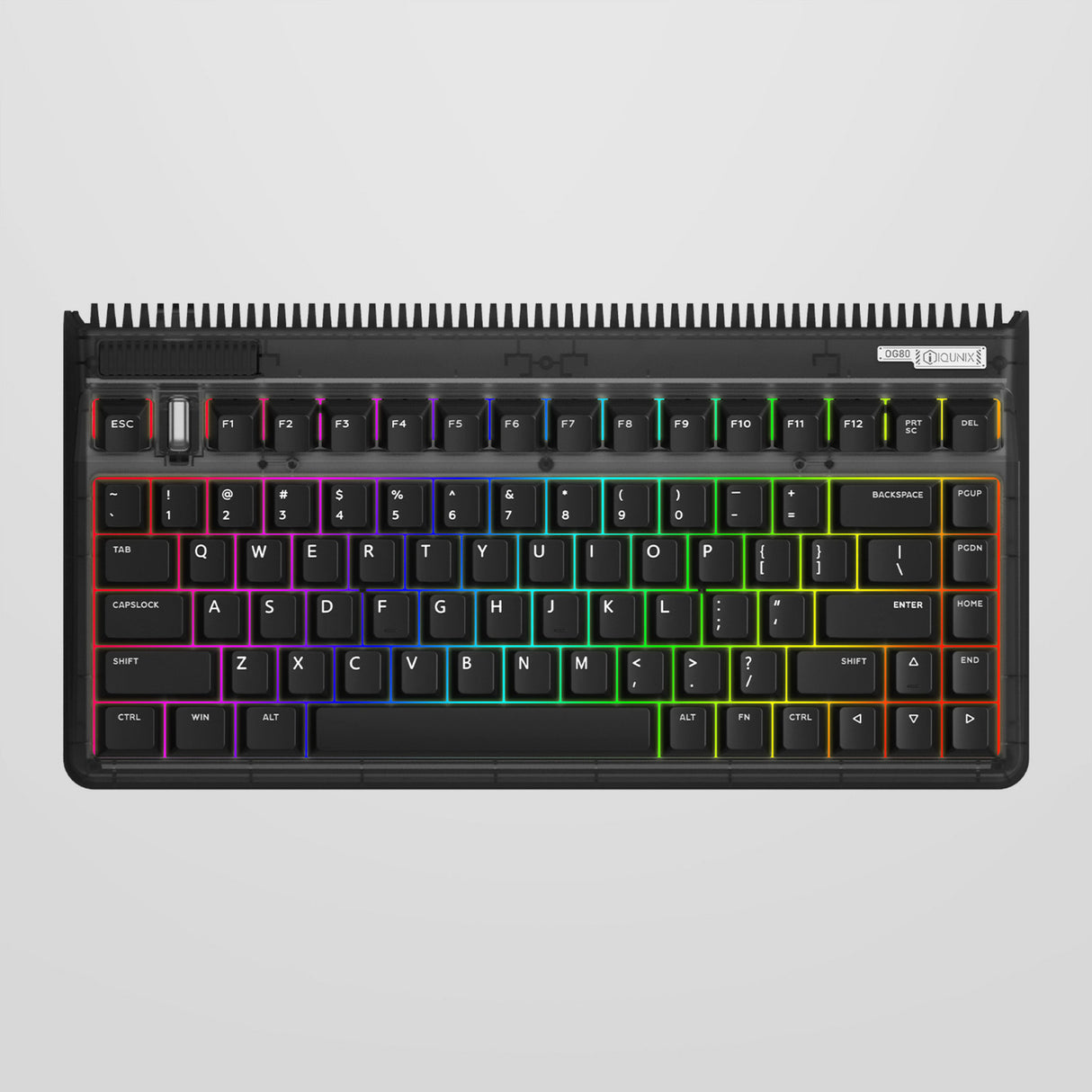 Clavier mécanique sans fil côté obscur Iqunix og80 (noir, disposition américaine (qwerty), rouge gateron, 80 % (tkl), LED RVB, échangeable à chaud, pbt, 2,4 GHz | Bluetooth 5.1 | USB-C)