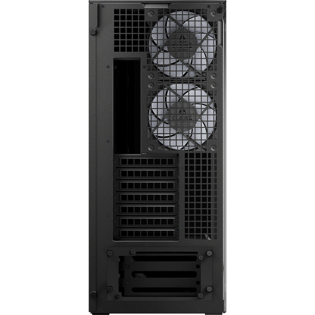 Boîtier tour midi Arctic xtender (noir (mat) | 2x USB-A | 1x USB-C | RVB | verre trempé)