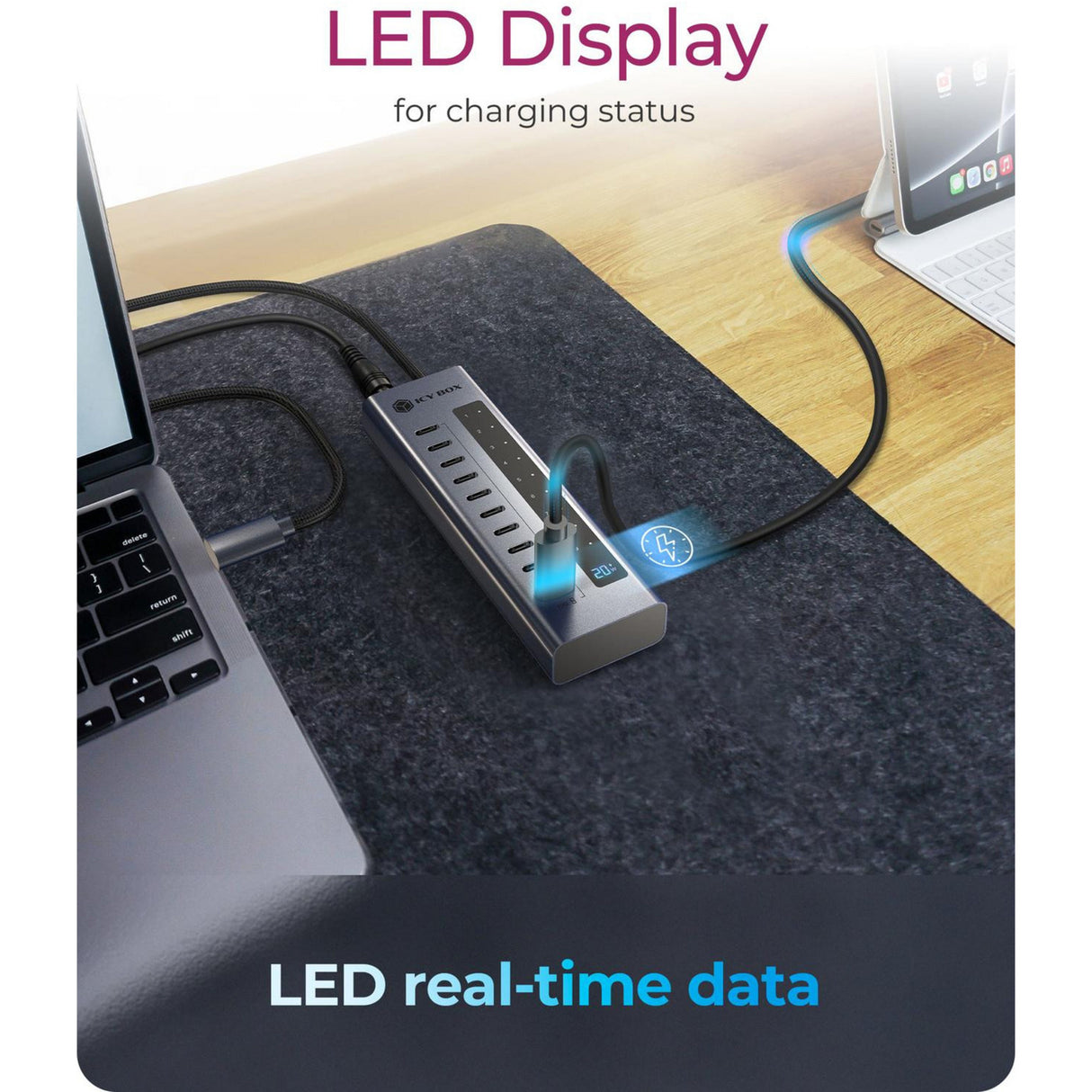Boîte glacée ib-hub1450-c31 hub usb (anthracite)