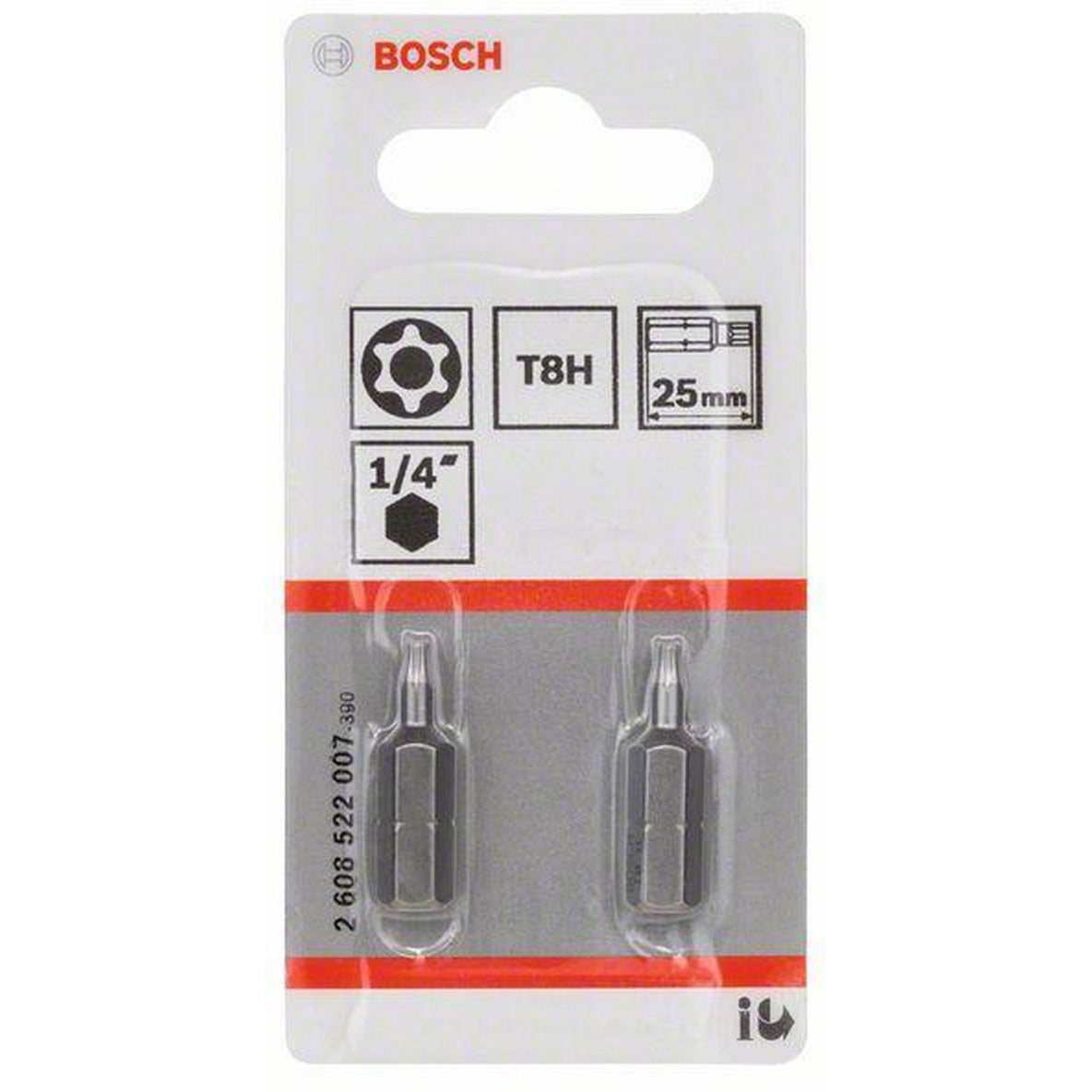 Bosch accessoires t8h embout security-torx® extra-dur t8h, 25 mm 2 pièces - 2608522007