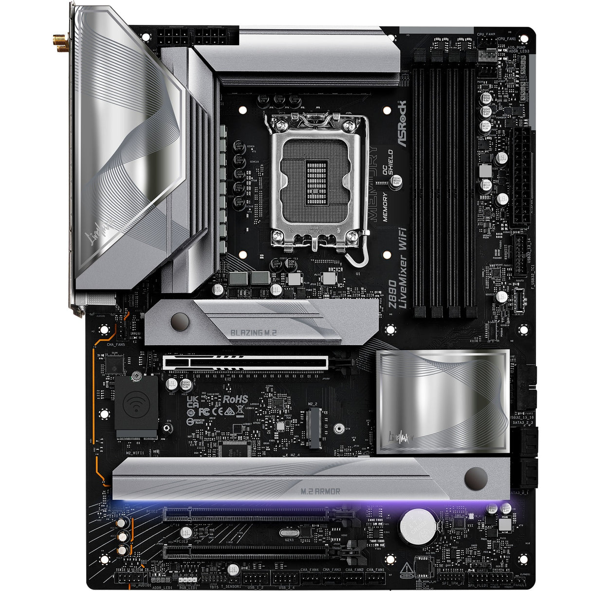 Carte mère Asrock Z890 Live Mixer WiFi Socket 1851 (noir, RAID, 2,5 Go-LAN, Wi-Fi 7, BT, Son, ATX)