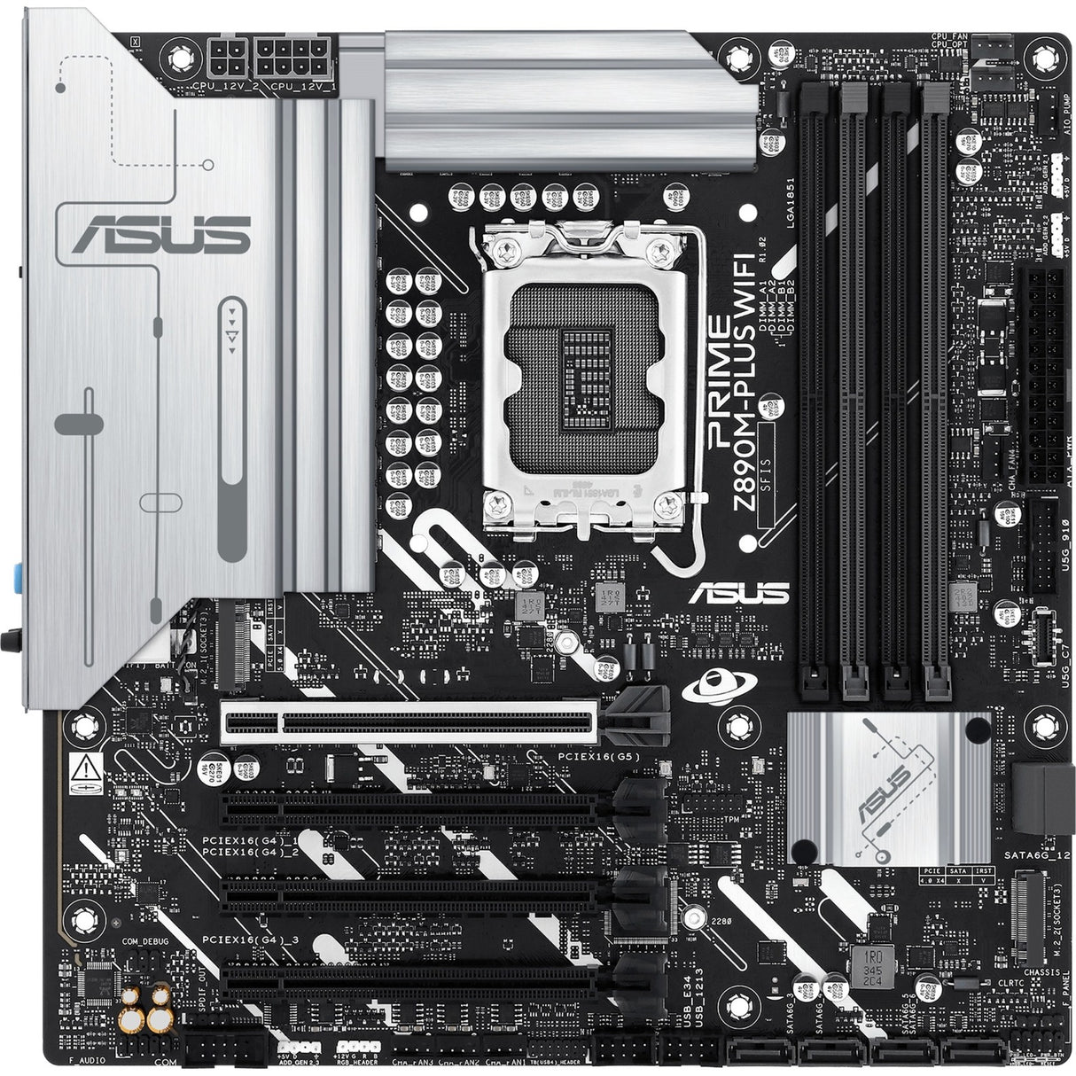 Carte mère Asus Prime Z890M-Plus WiFi Socket 1851 (RAID, 2,5 Go-LAN, WiFi 7, BT, Son, µATX)