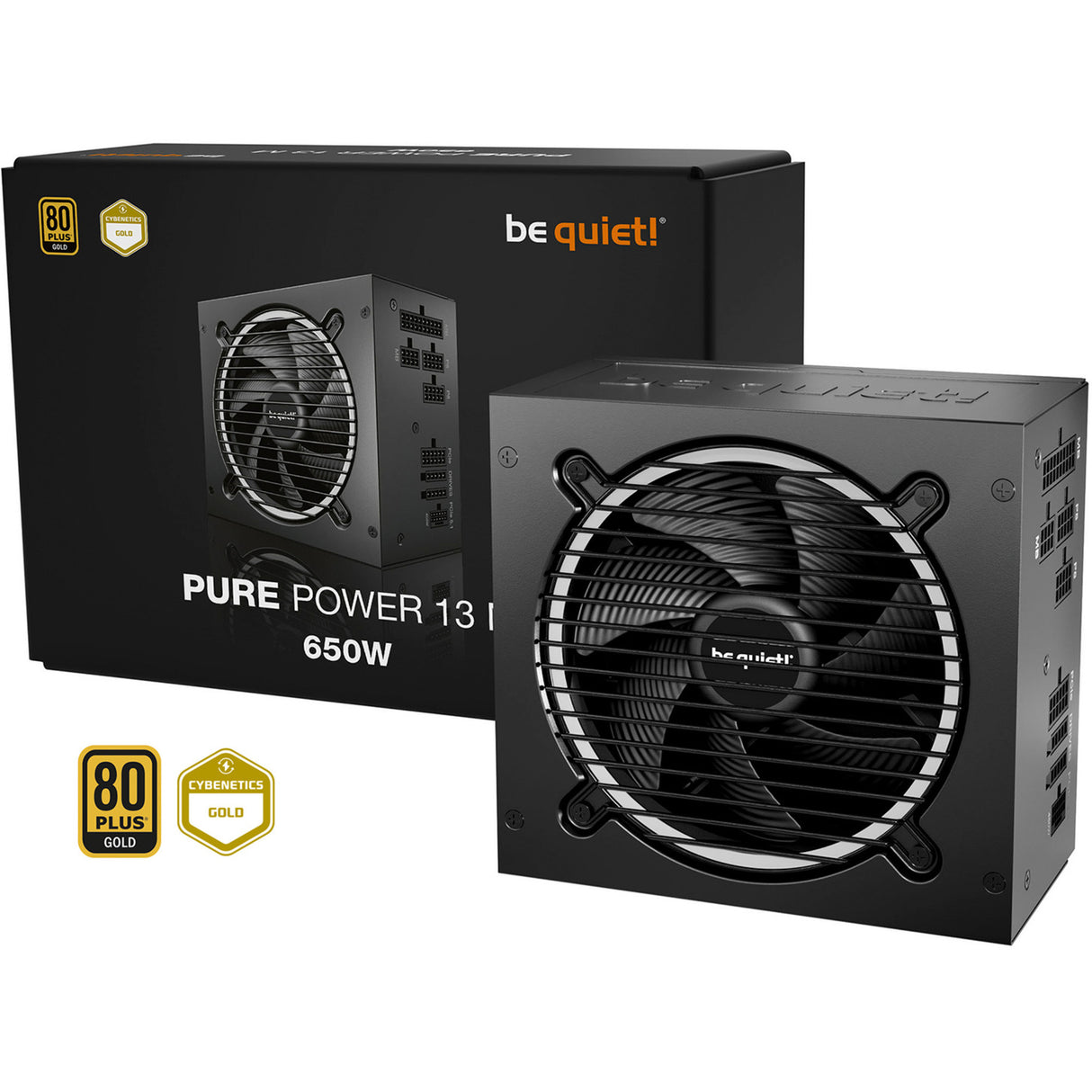Soyez silencieux! alimentation pure power 13 m modulaire 650 watts (noir, 1x 12v-2x6, 2x pcie)