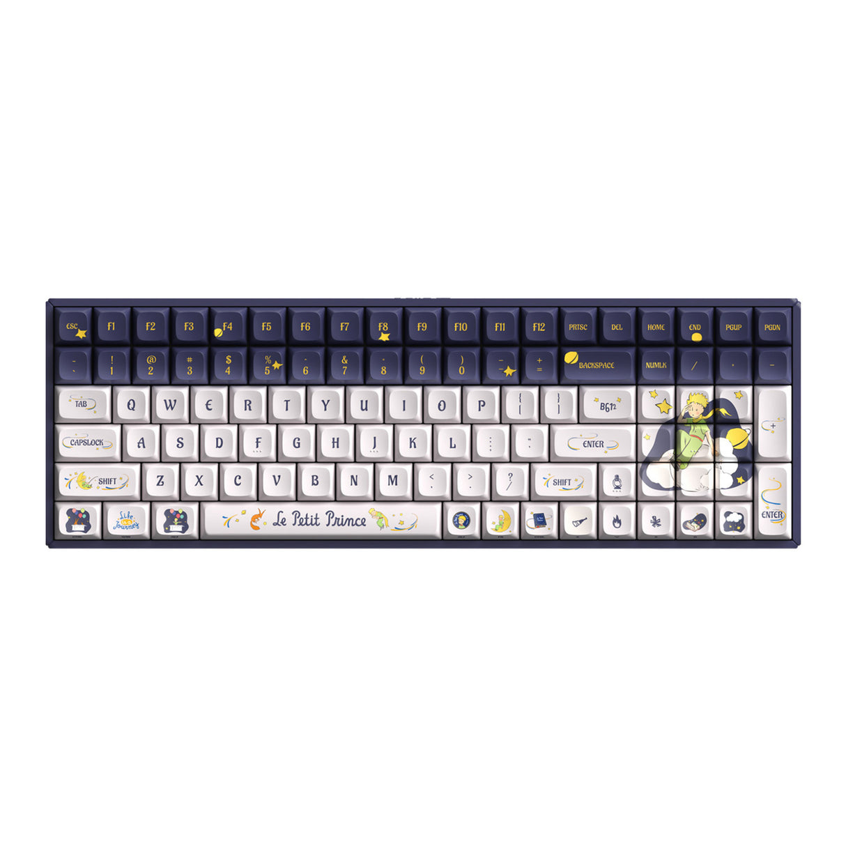 Clavier de jeu mécanique Iqunix F97 Starry Tryst RGB (bleu foncé, disposition américaine (QWERTY), rose silencieuse Iqunix, 96 %, LED RVB, remplaçables à chaud, PBT, 2,4 GHz | Bluetooth 5.1 | USB-C)