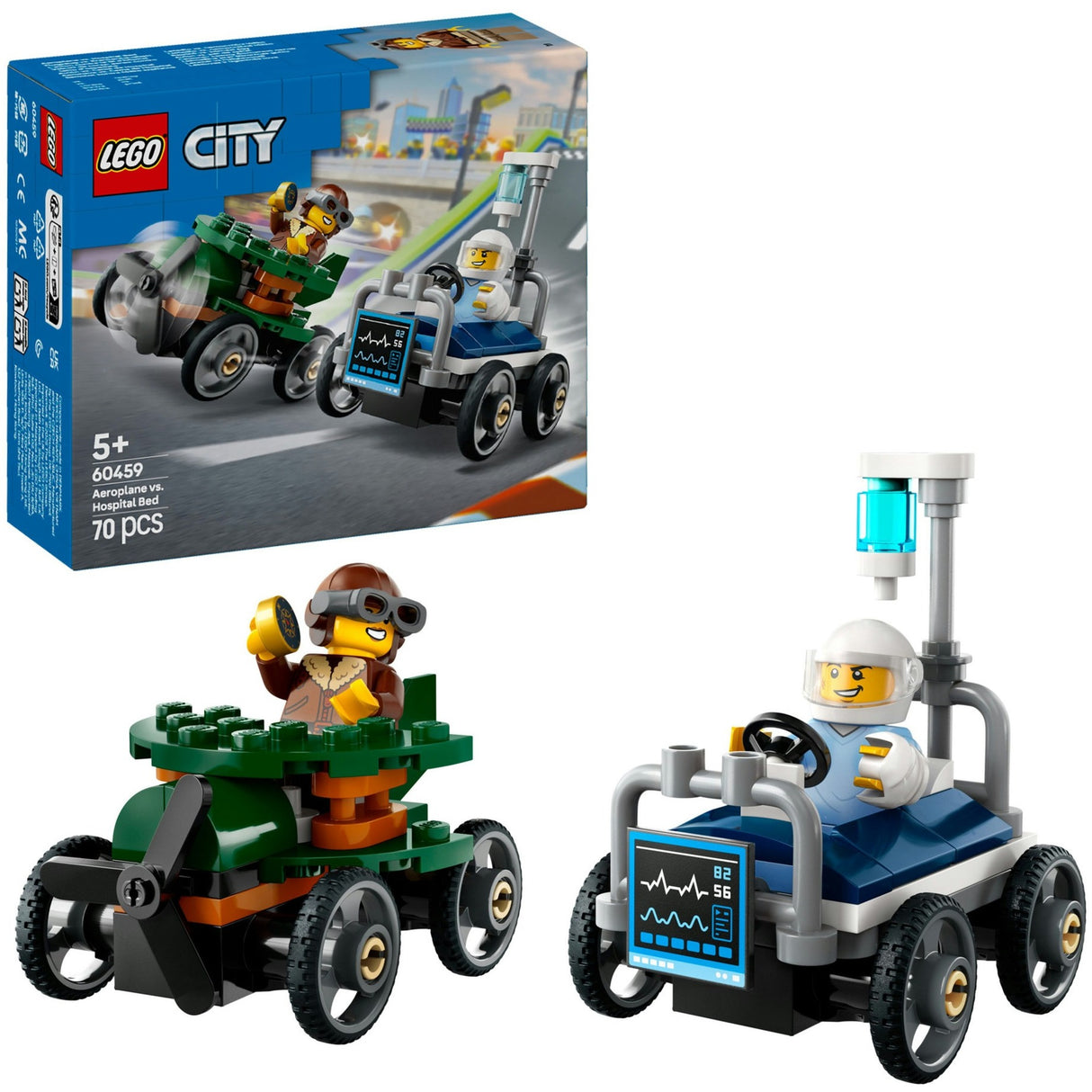 Pack voiture de course Lego city 60459 : avion contre lit d'hôpital