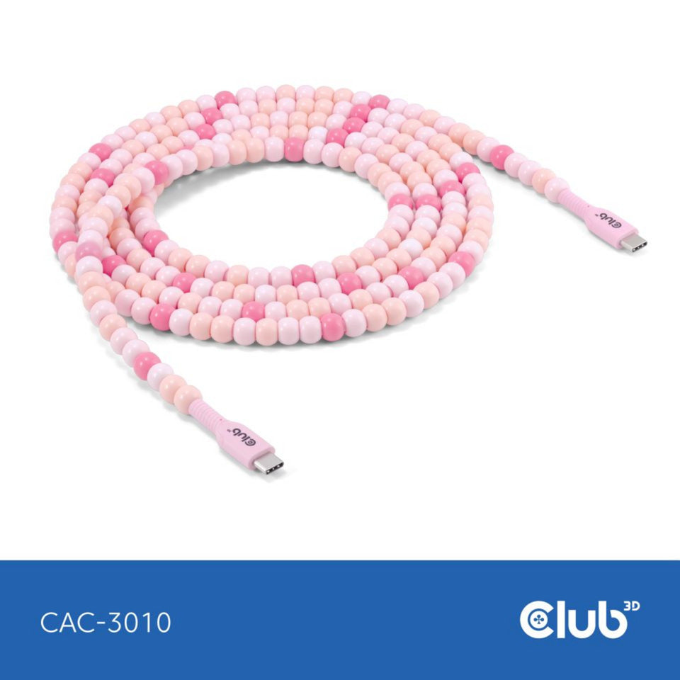 Câble perlé Club 3D USB-C rose, câble de 2 mètres (rose)