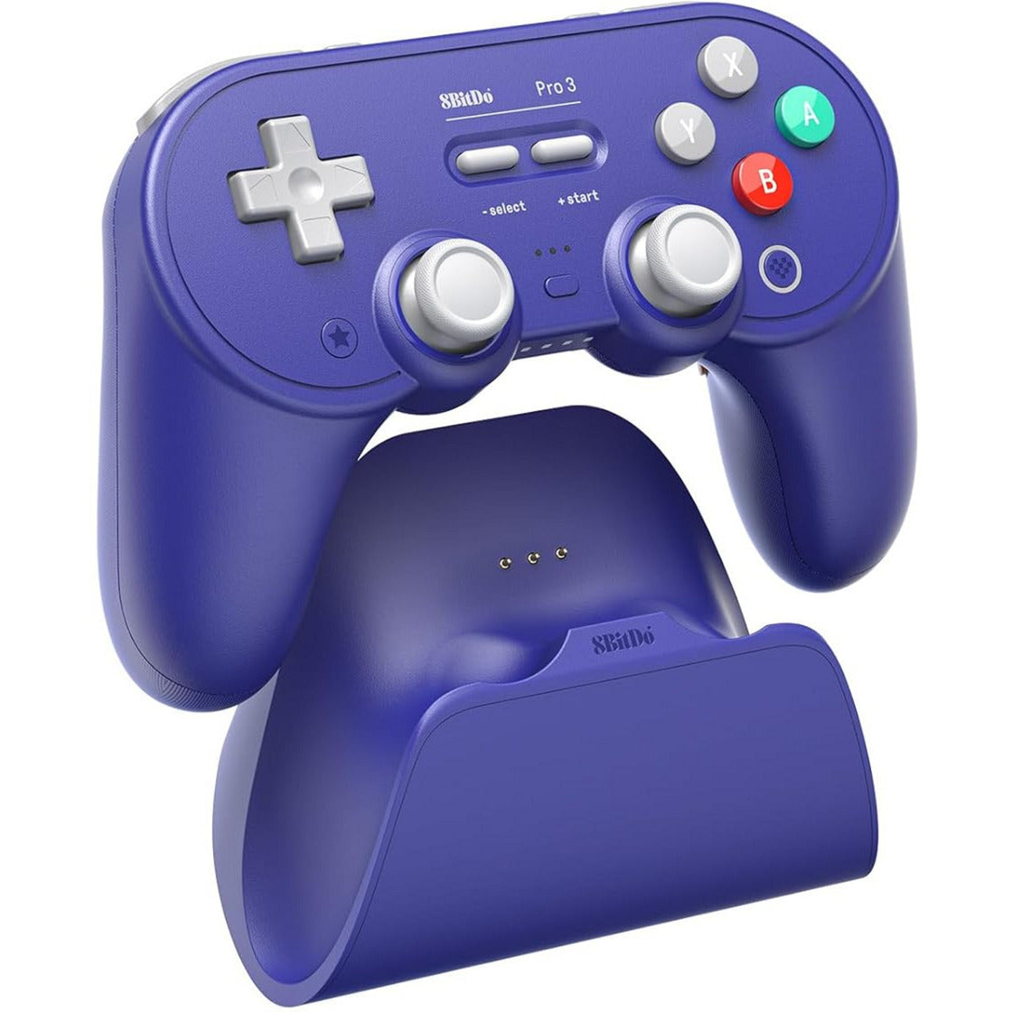 Manette de jeu Bluetooth 8bitdo pro 3 (violet blanc, commutateur 1 2, PC, Android, USB Bluetooth 2,4 GHz)