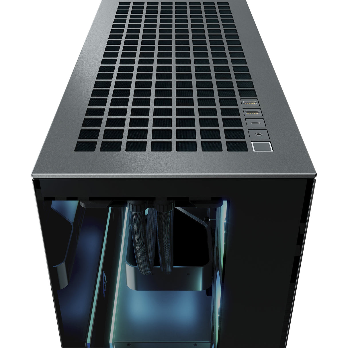 Boîtier tour midi Arctic xtender vg (noir (mat) | 2x USB-A | 1x USB-C | RVB | verre trempé)